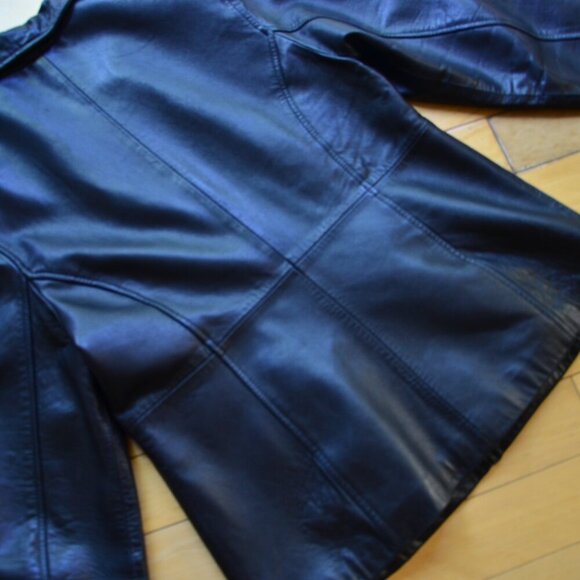 Kasper Genuine Leather Full Zip Collar Jacket Size L Black - Picture 11 of 11